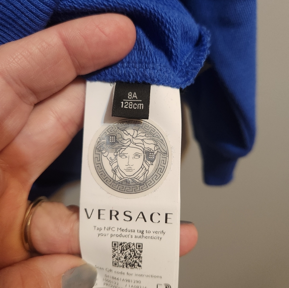 $350 Versace Boys' Meteor Logo Sweatshirt - Sz 8 - Picture 4 of 5